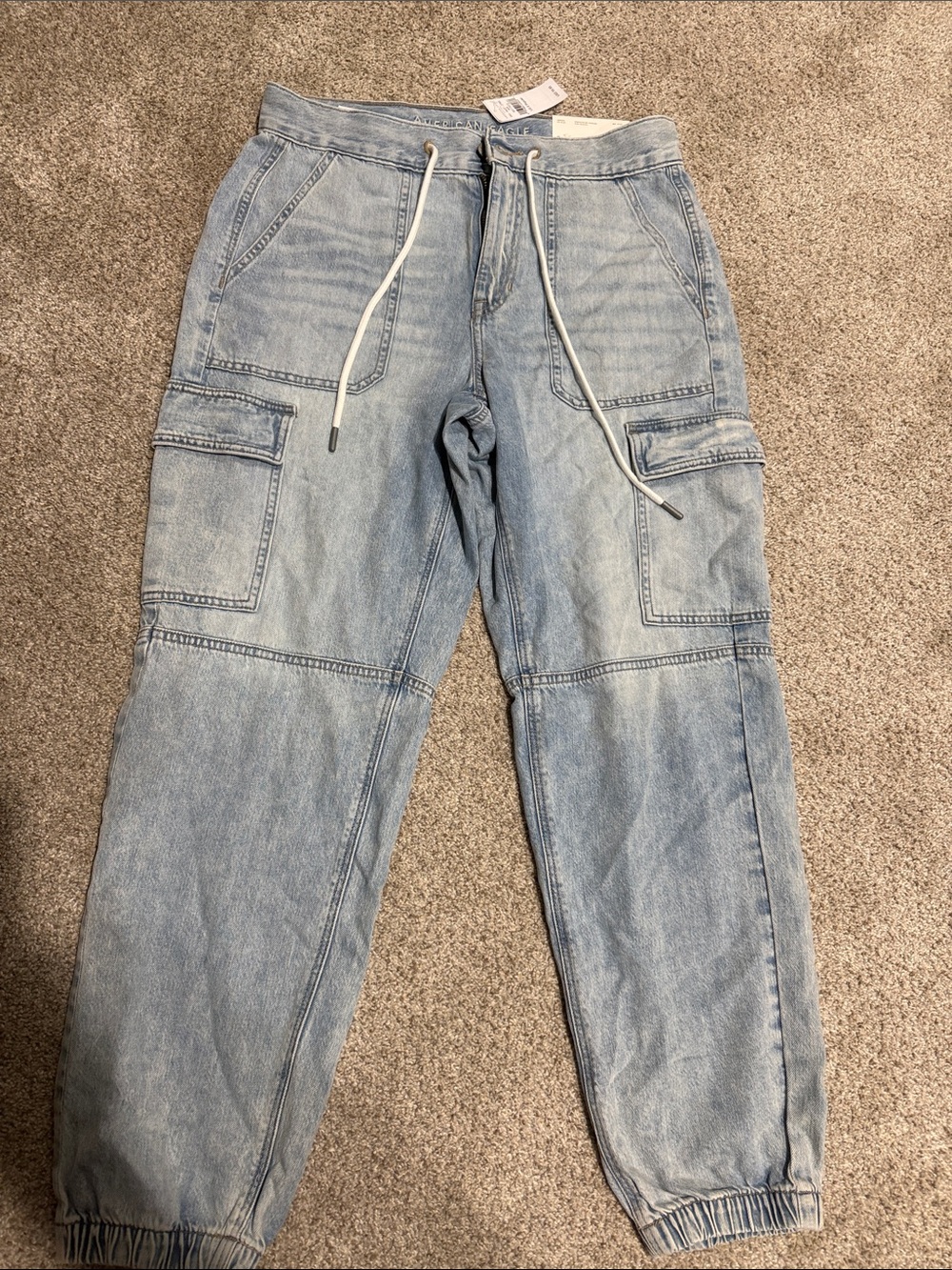 American Eagle Outfitters Light Blue Relaxed Cargo Jeans